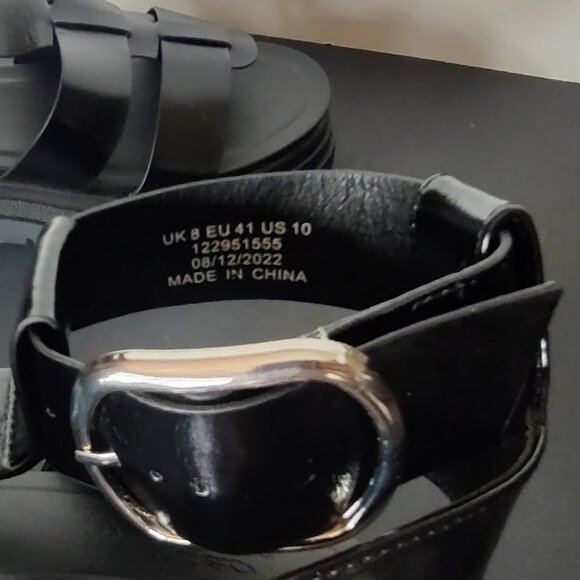 Black Platform Buckle Sandals Fisherman Chunky Goth Dominatrix ASOS size 10 - Picture 8 of 11